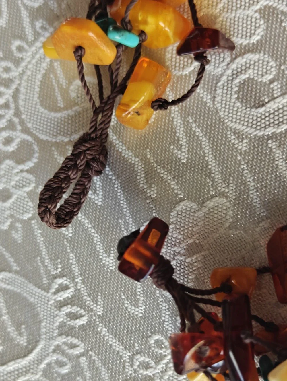 Genuine Amber & Turquoise Six Strand Necklace - Picture 11 of 16